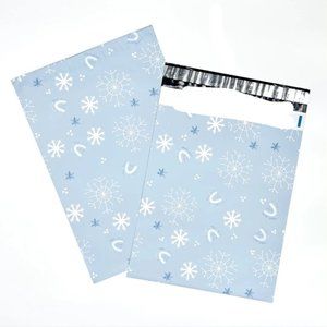 50 10x13 Blue Rainbow Snowflakes Premium Poly Mailer